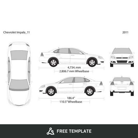 2011 Chevy Impala free vector vehicle wrap template - GravBase