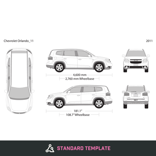 2011 Chevy Orlando vector wrap template, Design-Ready PDF - GravBase