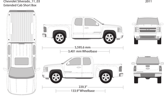 2011 Chevy Silverado 1500 vector wrap template V03, Design-Ready PDF - GravBase