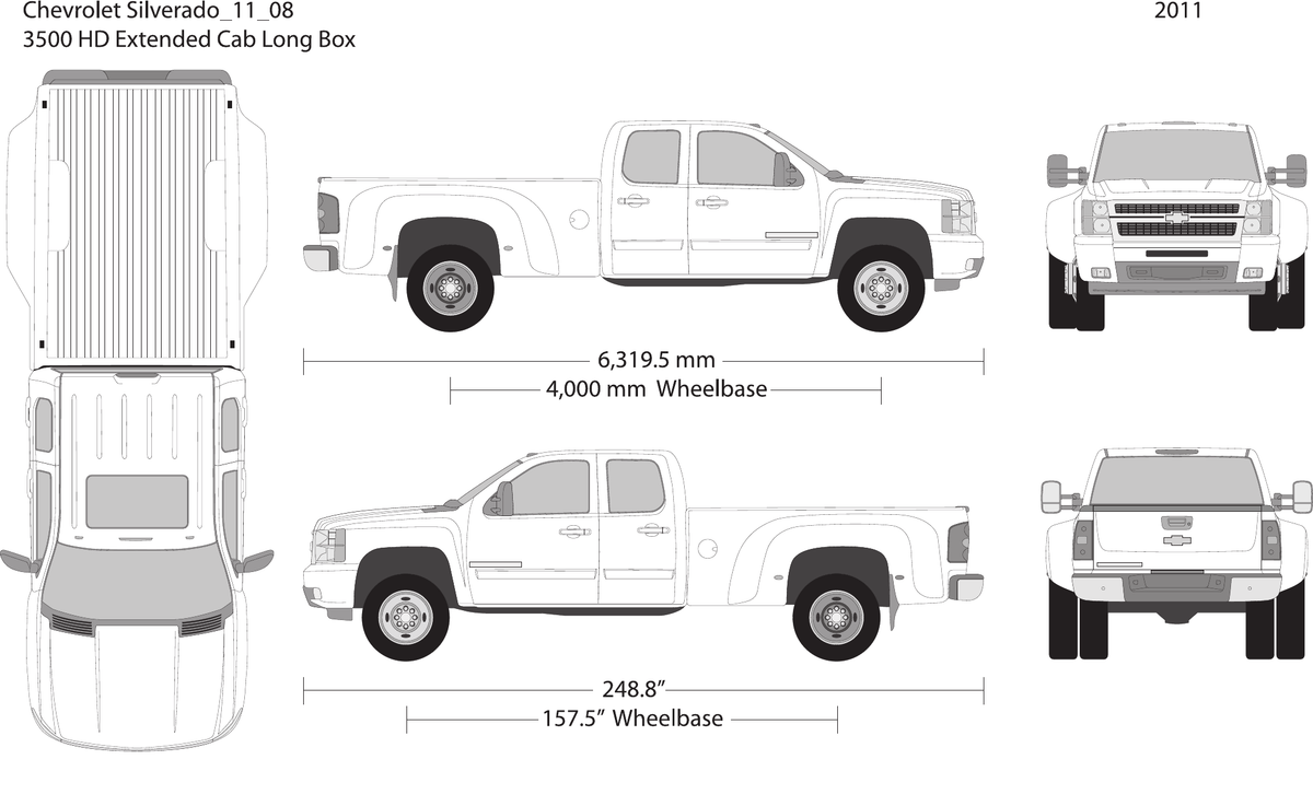 2011 Chevy Silverado 2500-3500 HD vector wrap template V08, Design-Ready PDF - GravBase