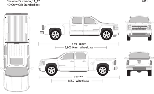 2011 Chevy Silverado 2500-3500 HD vector wrap template V12, Design-Ready PDF - GravBase