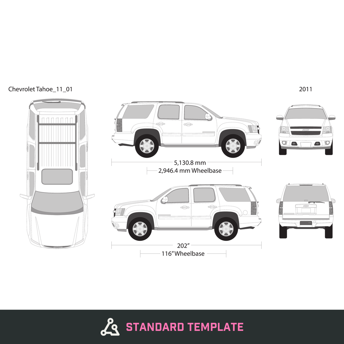 2011 Chevy Tahoe vector wrap template, Design-Ready PDF - GravBase