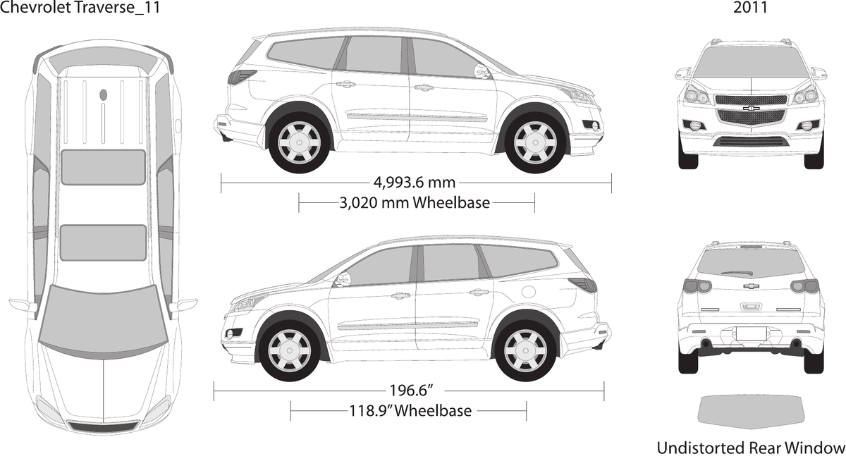 2011 Chevy Traverse vector wrap template, Design-Ready PDF - GravBase