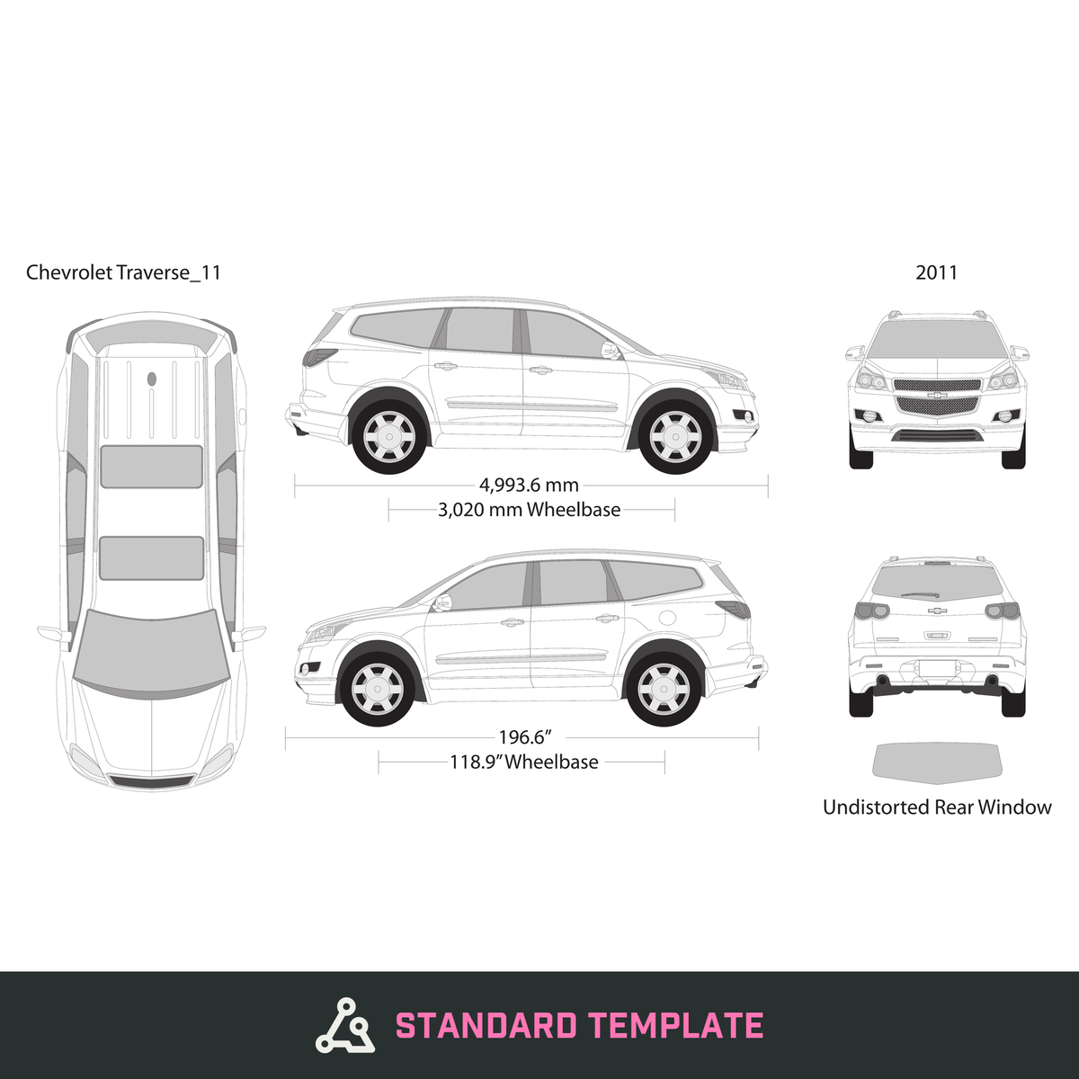 2011 Chevy Traverse vector wrap template, Design-Ready PDF - GravBase