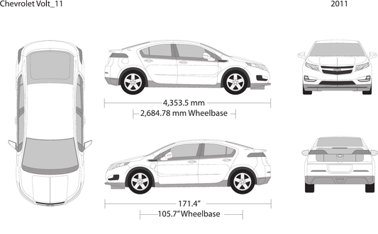 2011 Chevy Volt vector wrap template, Design-Ready PDF - GravBase