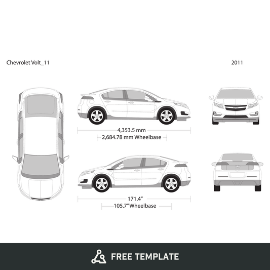 2011 Chevy Volt free vector vehicle wrap template - GravBase