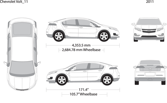 2011 Chevy Volt V11 Vehicle Wrap Template
