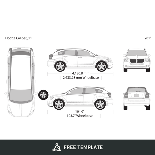 2011 Dodge Caliber free vector vehicle wrap template - GravBase