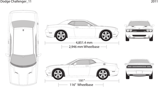 2011 Dodge Challenger Vector Wrap Template - GravBase