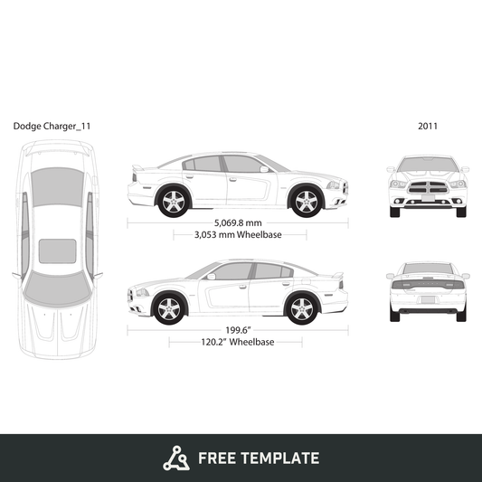 2011 Dodge Charger free vector vehicle wrap template - GravBase