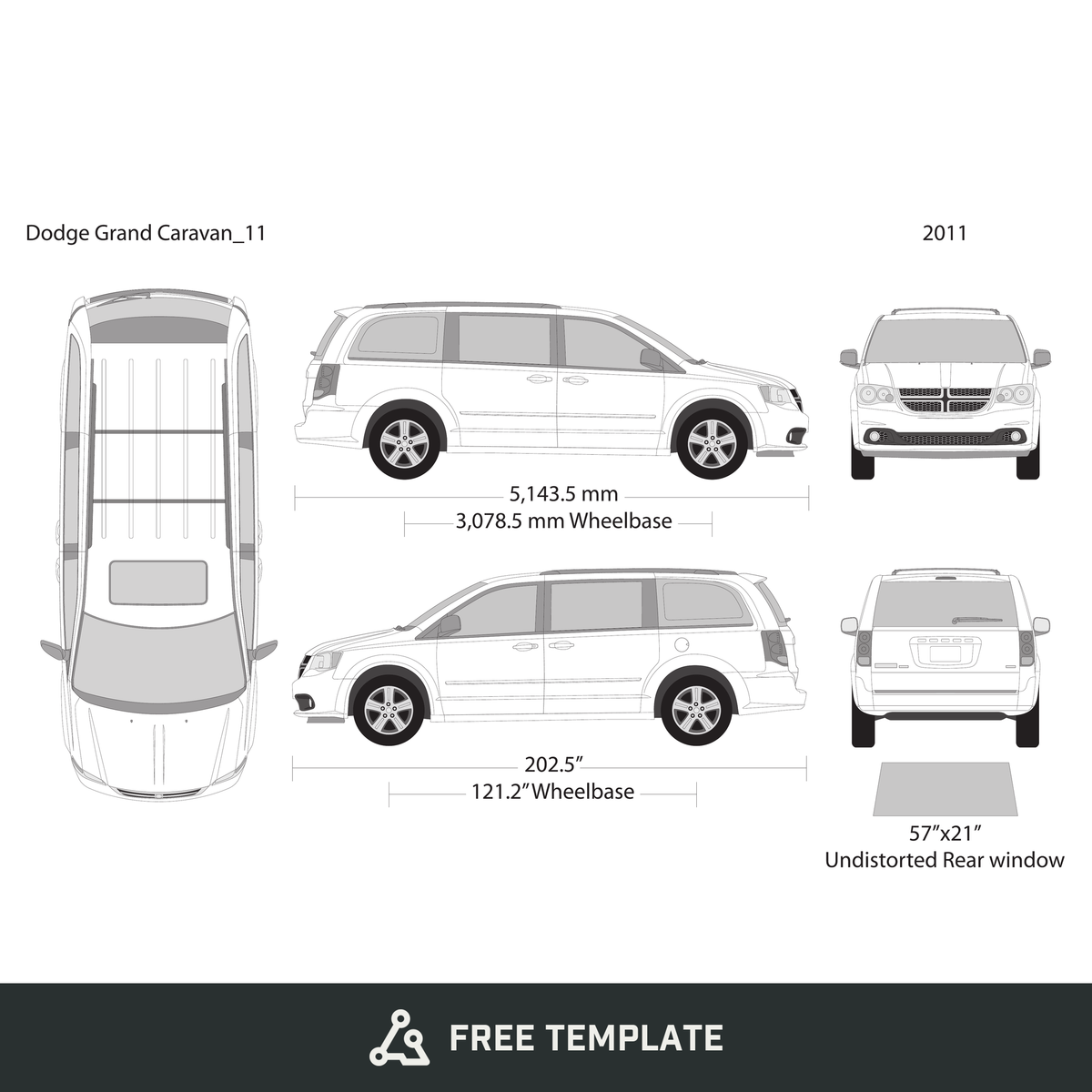 2011 Dodge Grand Caravan free vector vehicle wrap template - GravBase