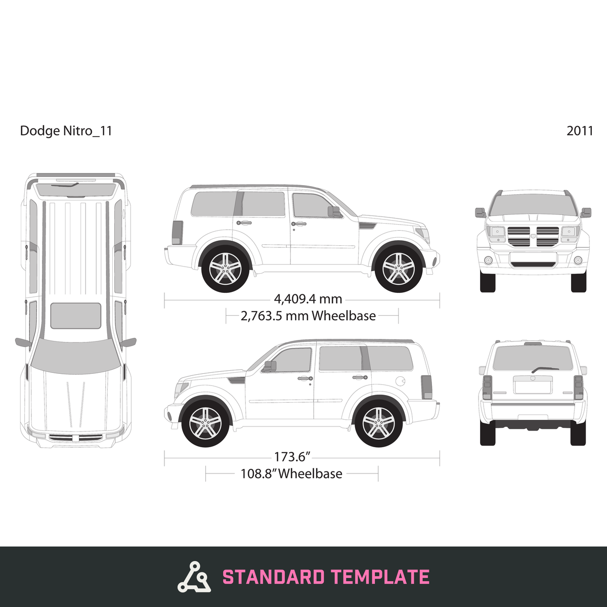 2011 Dodge Nitro vector wrap template, Design-Ready PDF - GravBase