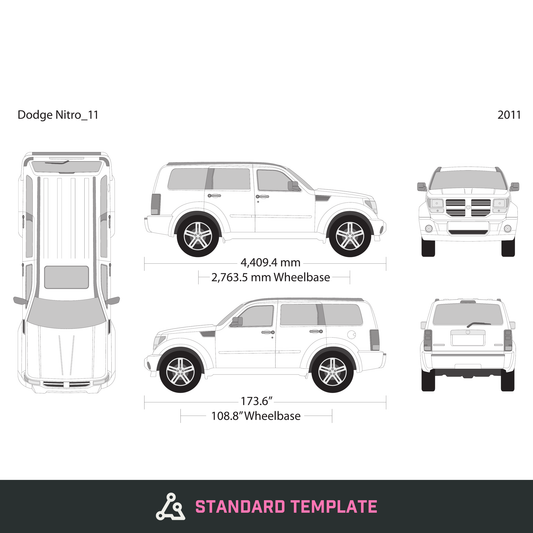 2011 Dodge Nitro vector wrap template, Design-Ready PDF - GravBase