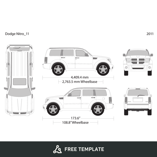 2011 Dodge Nitro free vector vehicle wrap template - GravBase