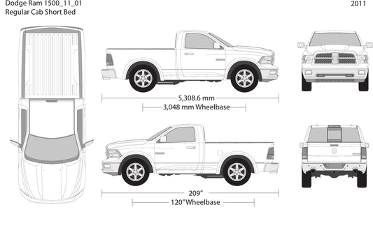 2011 Dodge Ram 1500 vector wrap template V01, Design-Ready PDF - GravBase