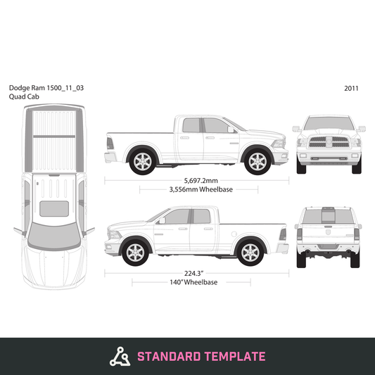 2011 Dodge Ram 1500 vector wrap template V03, Design-Ready PDF - GravBase