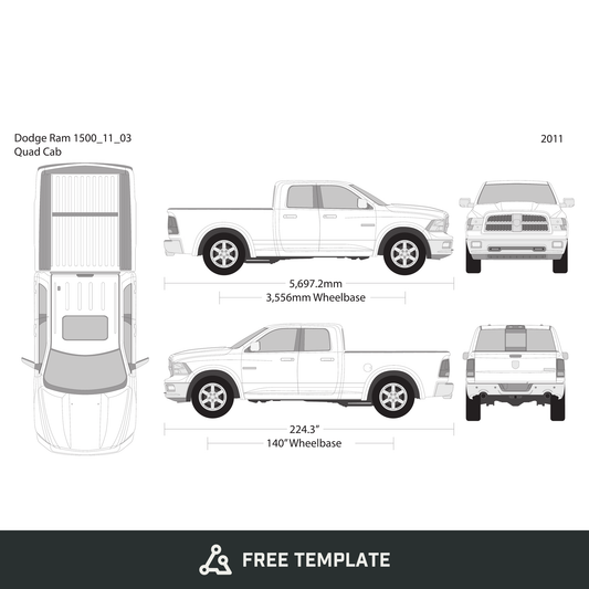 2011 Dodge Ram 1500 free vector vehicle wrap template - GravBase