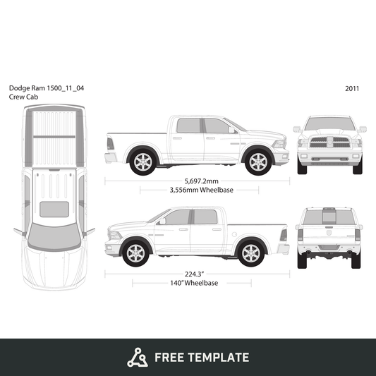 2011 Dodge Ram 1500 free vector vehicle wrap template - GravBase