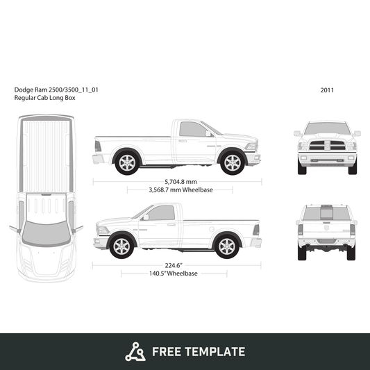 2011 Dodge Ram 2500_3500 free vector vehicle wrap template - GravBase