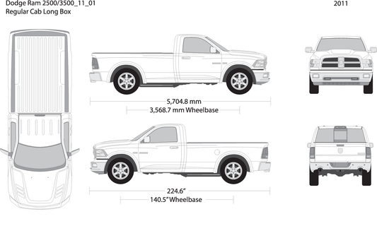 2011 Dodge Ram 2500 3500 V01 Vehicle Wrap Template