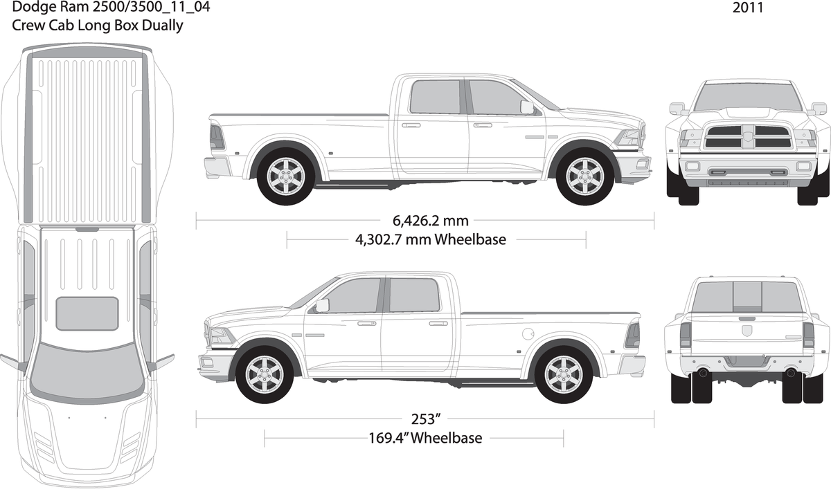 2011 Dodge Ram 2500 3500 V04 Vehicle Wrap Template