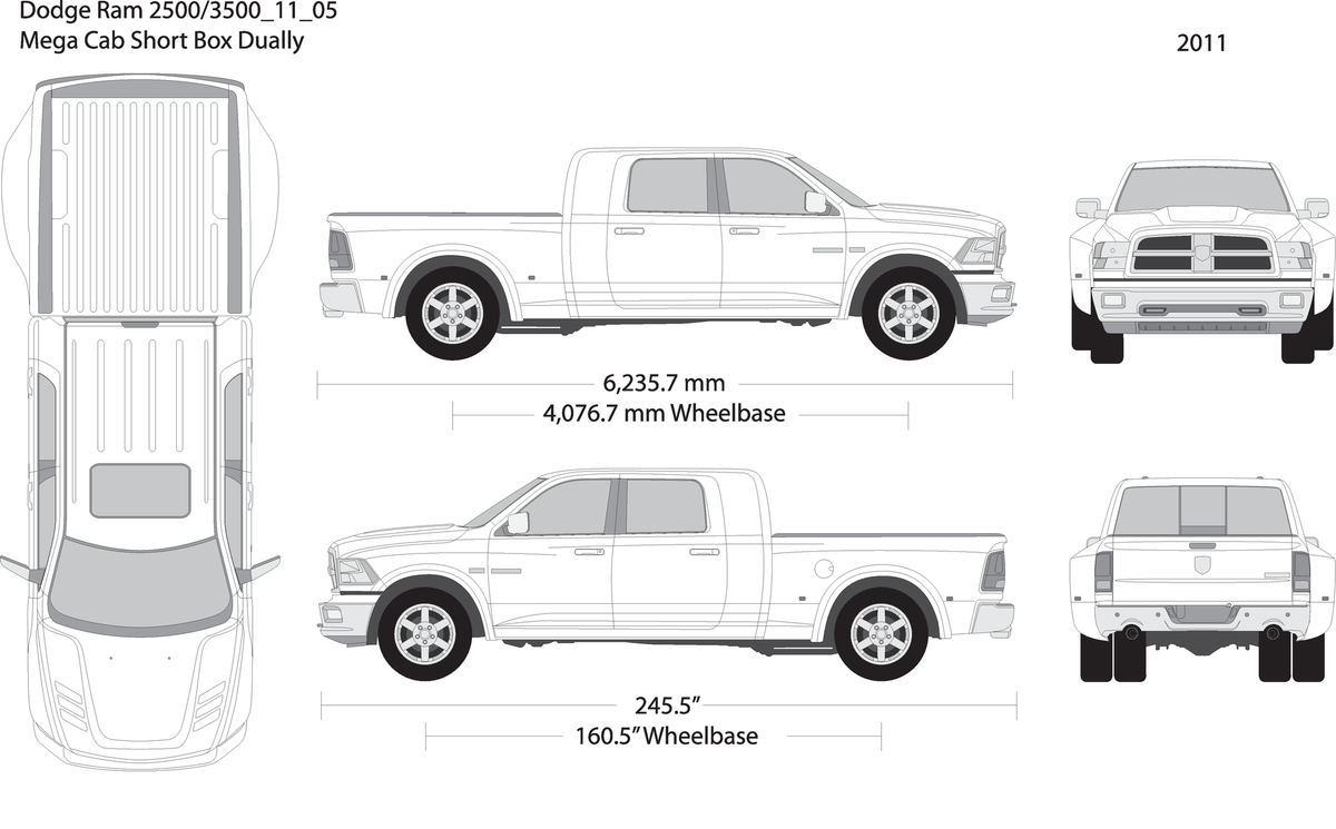 2011 Dodge Ram 2500 3500 V05 Vehicle Wrap Template