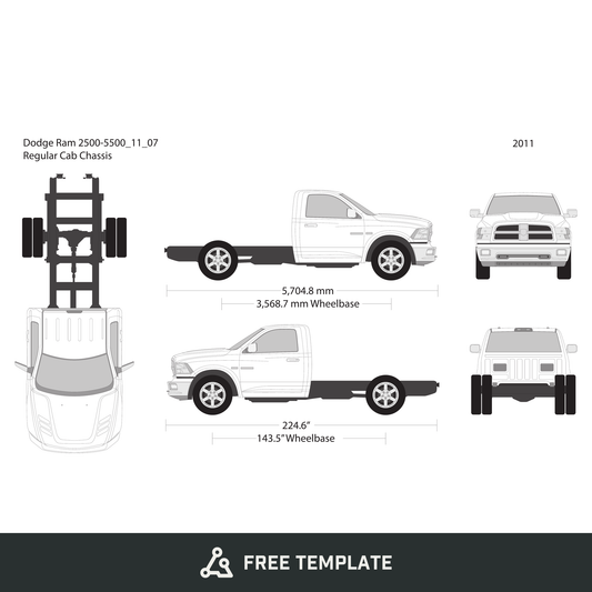 2011 Dodge Ram 2500_3500 free vector vehicle wrap template - GravBase