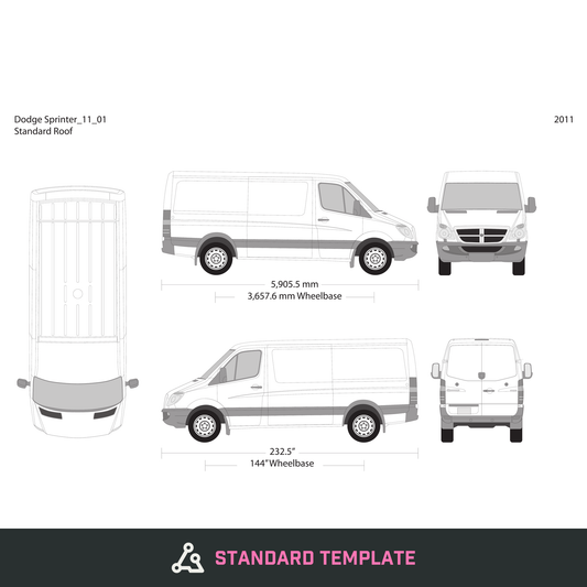 2011 Dodge Sprinter vector wrap template V01, Design-Ready PDF - GravBase