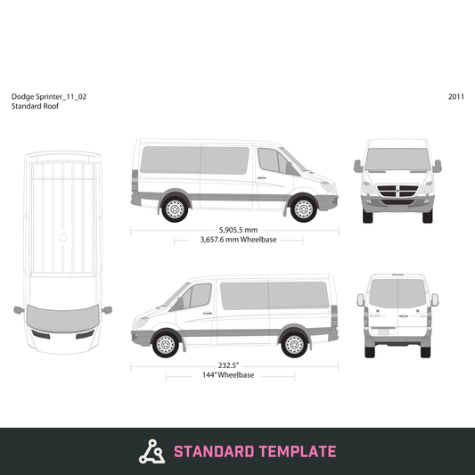 2011 Dodge Sprinter vector wrap template V02, Design-Ready PDF - GravBase