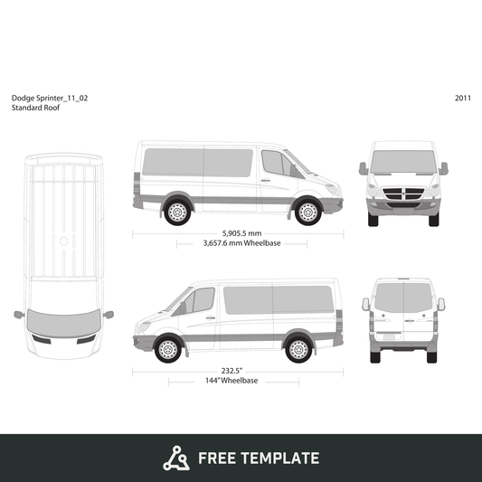 2011 Dodge Sprinter free vector vehicle wrap template - GravBase