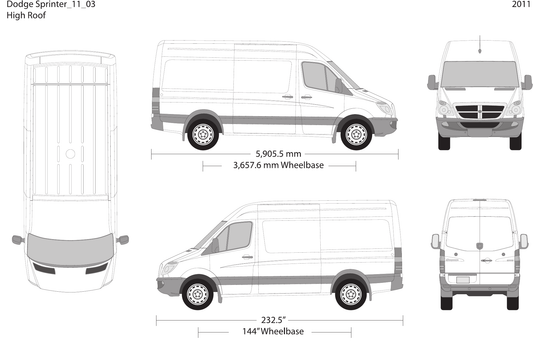 2011 Dodge Sprinter vector wrap template V03, Design-Ready PDF - GravBase