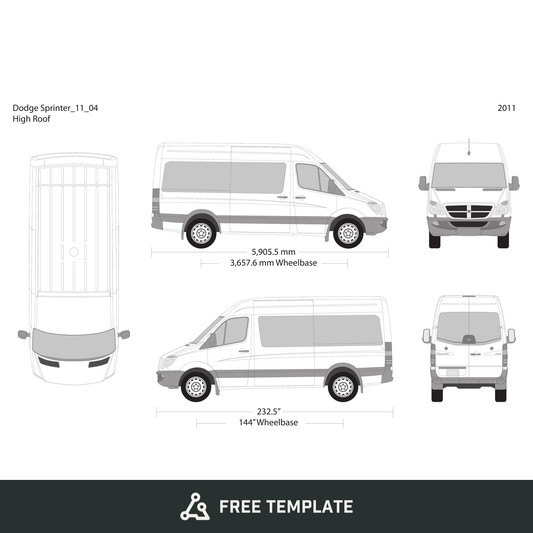 2011 Dodge Sprinter free vector vehicle wrap template - GravBase
