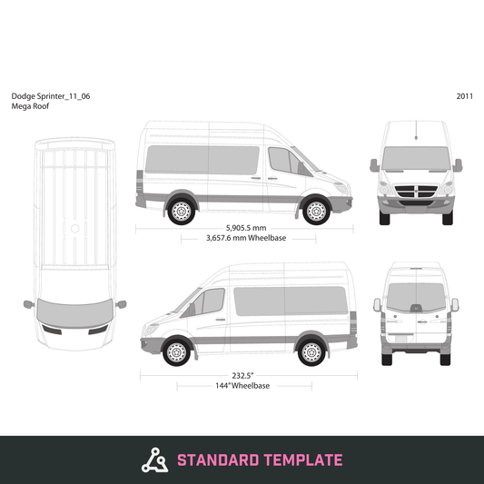 2011 Dodge Sprinter vector wrap template V06, Design-Ready PDF - GravBase