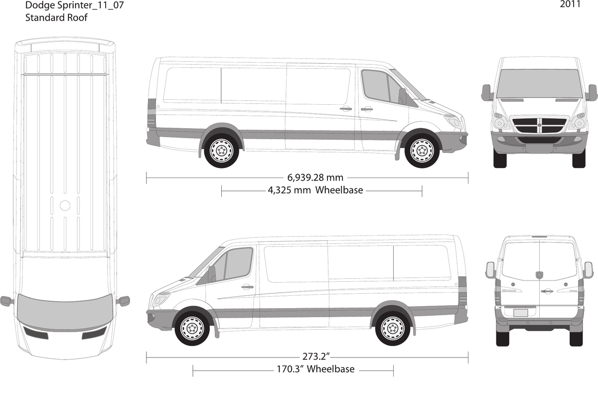 2011 Dodge Sprinter vector wrap template V07, Design-Ready PDF - GravBase