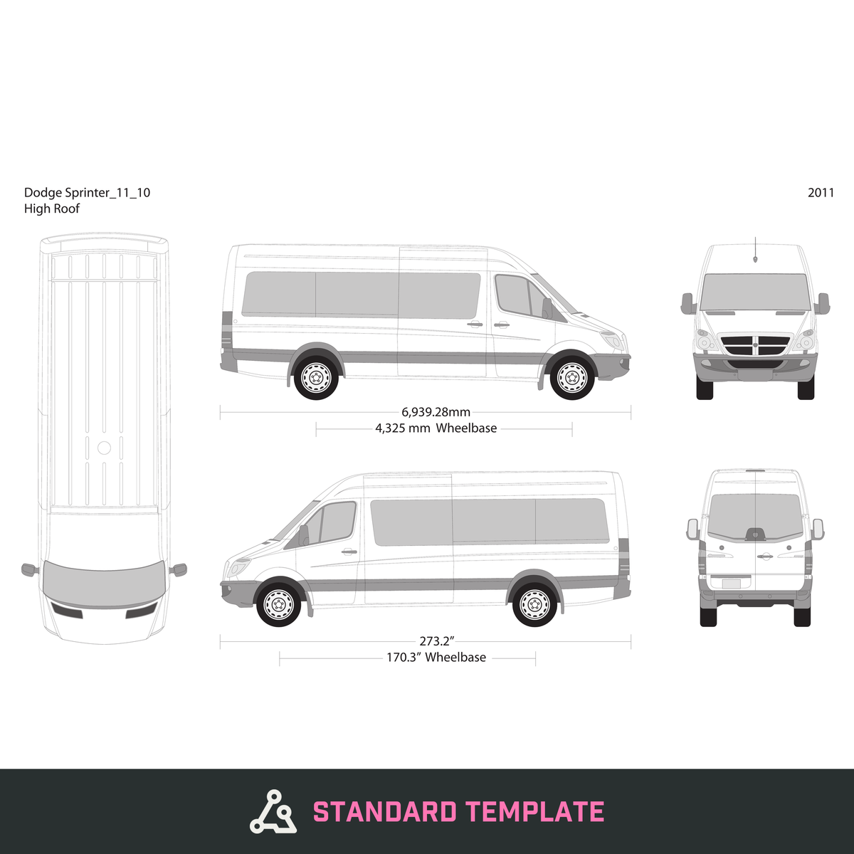 2011 Dodge Sprinter vector wrap template V10, Design-Ready PDF - GravBase