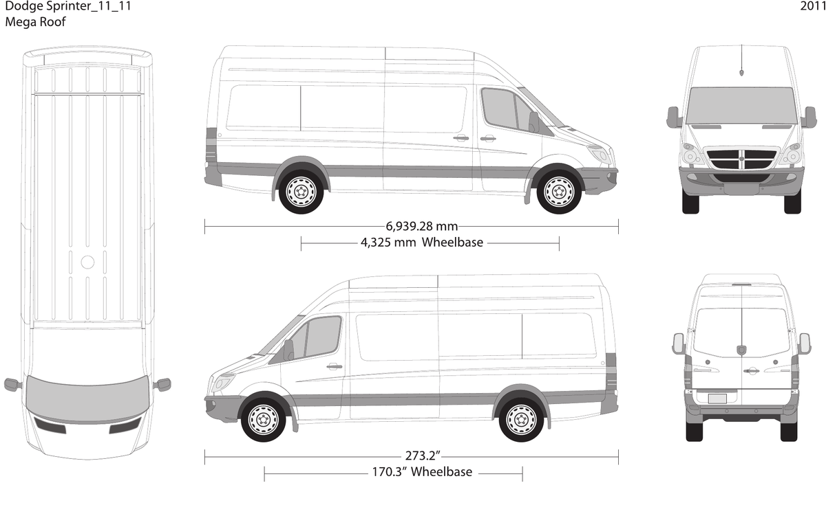 2011 Dodge Sprinter vector wrap template V11, Design-Ready PDF - GravBase
