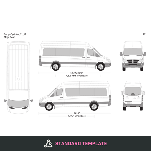2011 Dodge Sprinter vector wrap template V12, Design-Ready PDF - GravBase