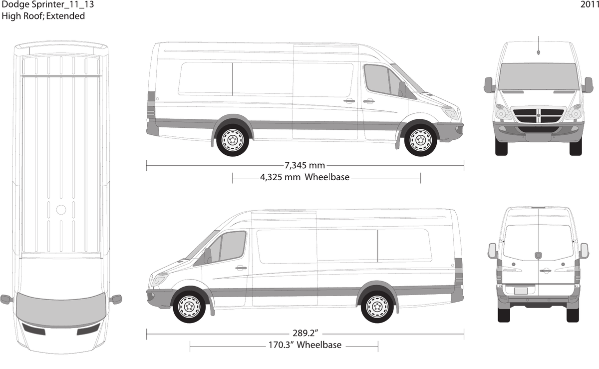 2011 Dodge Sprinter vector wrap template V13, Design-Ready PDF - GravBase
