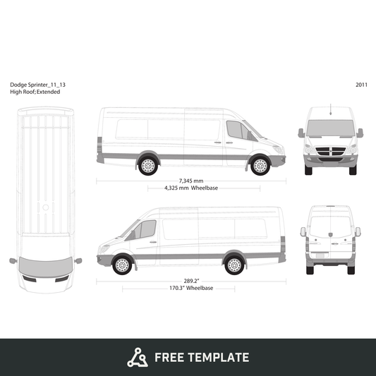 2011 Dodge Sprinter free vector vehicle wrap template - GravBase
