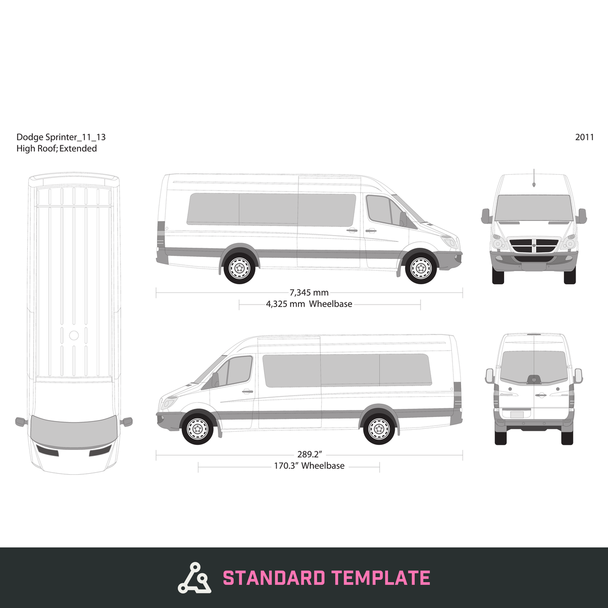 2011 Dodge Sprinter vector wrap template V14, Design-Ready PDF - GravBase
