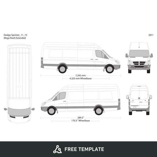 2011 Dodge Sprinter free vector vehicle wrap template - GravBase