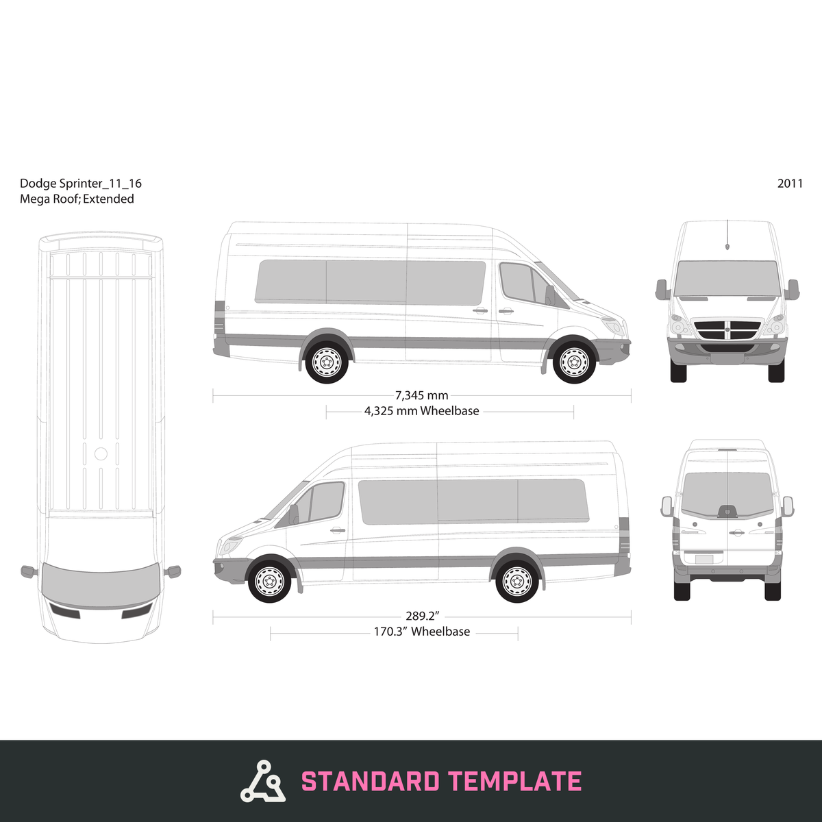 2011 Dodge Sprinter vector wrap template V16, Design-Ready PDF - GravBase