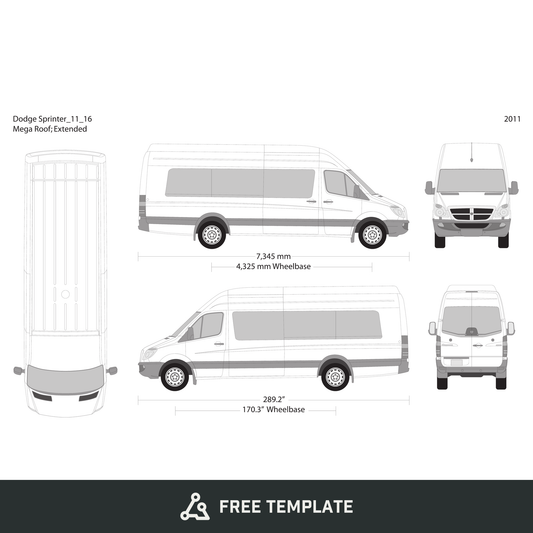 2011 Dodge Sprinter free vector vehicle wrap template - GravBase