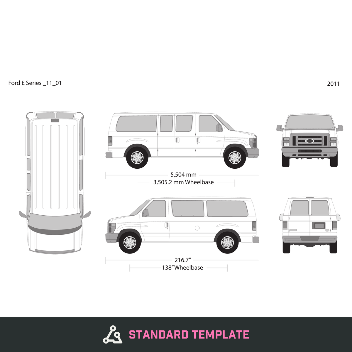 2011 Ford E Series vector wrap template V01, Design-Ready PDF - GravBase