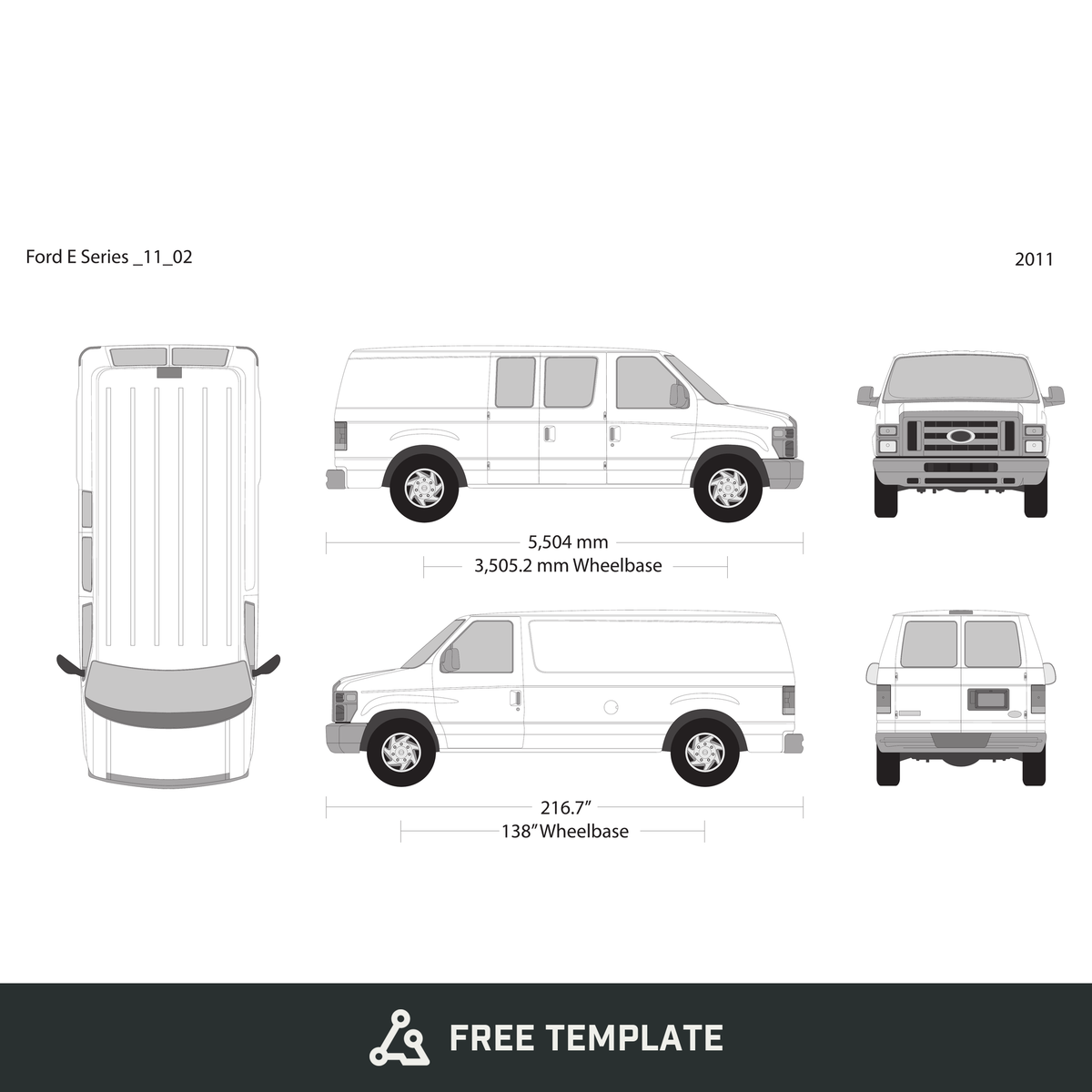 2011 Ford E Series free vector vehicle wrap template - GravBase