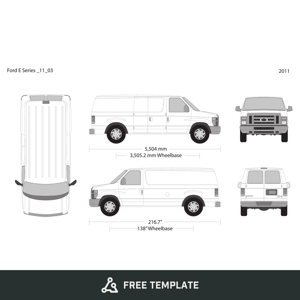 2011 Ford E Series free vector vehicle wrap template - GravBase