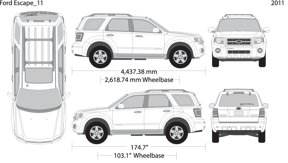 2011 Ford Escape V11 Vehicle Wrap Template