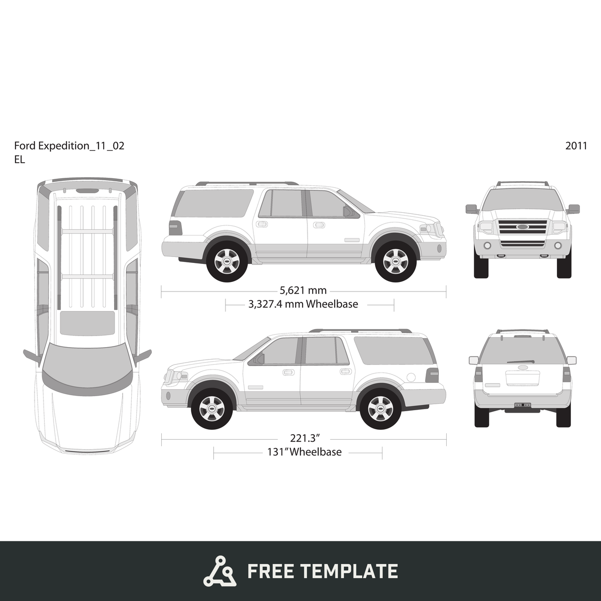 2011 Ford Expedition free vector vehicle wrap template - GravBase