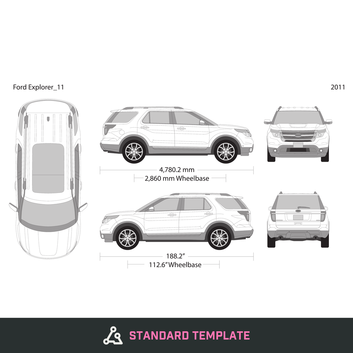 2011 Ford Explorer vector wrap template, Design-Ready PDF - GravBase