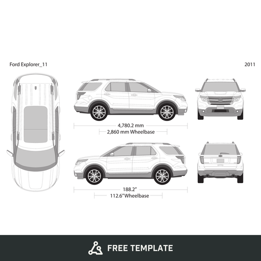 2011 Ford Explorer free vector vehicle wrap template - GravBase